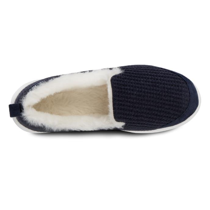 Isotoner Ladies Iso-Flex Waffle Full Back Slipper Navy Extra Image 4